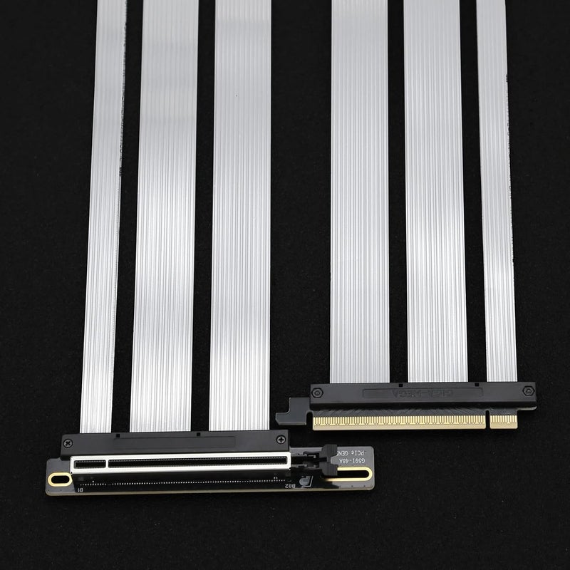 GIGA-MEGA PCIe X16 GEN5 Riser Cable with GPU Vertical Mount Bracket PCIe 5.0 for Future RTX5090 (White Bracket) - Image 3